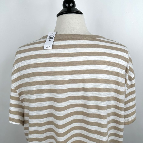 NWT GAP Forever Soft Tee XXL 20 Khaki Stripe Short Sleeve Crew Neck Foreversoft - Picture 8 of 11